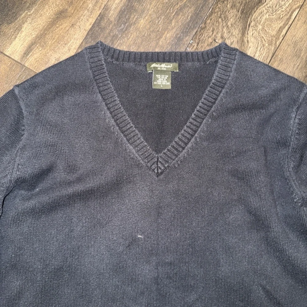 Eddie Bauer‎ V-Neck Pullover Sweater Long-sleeve Black Women's Size L